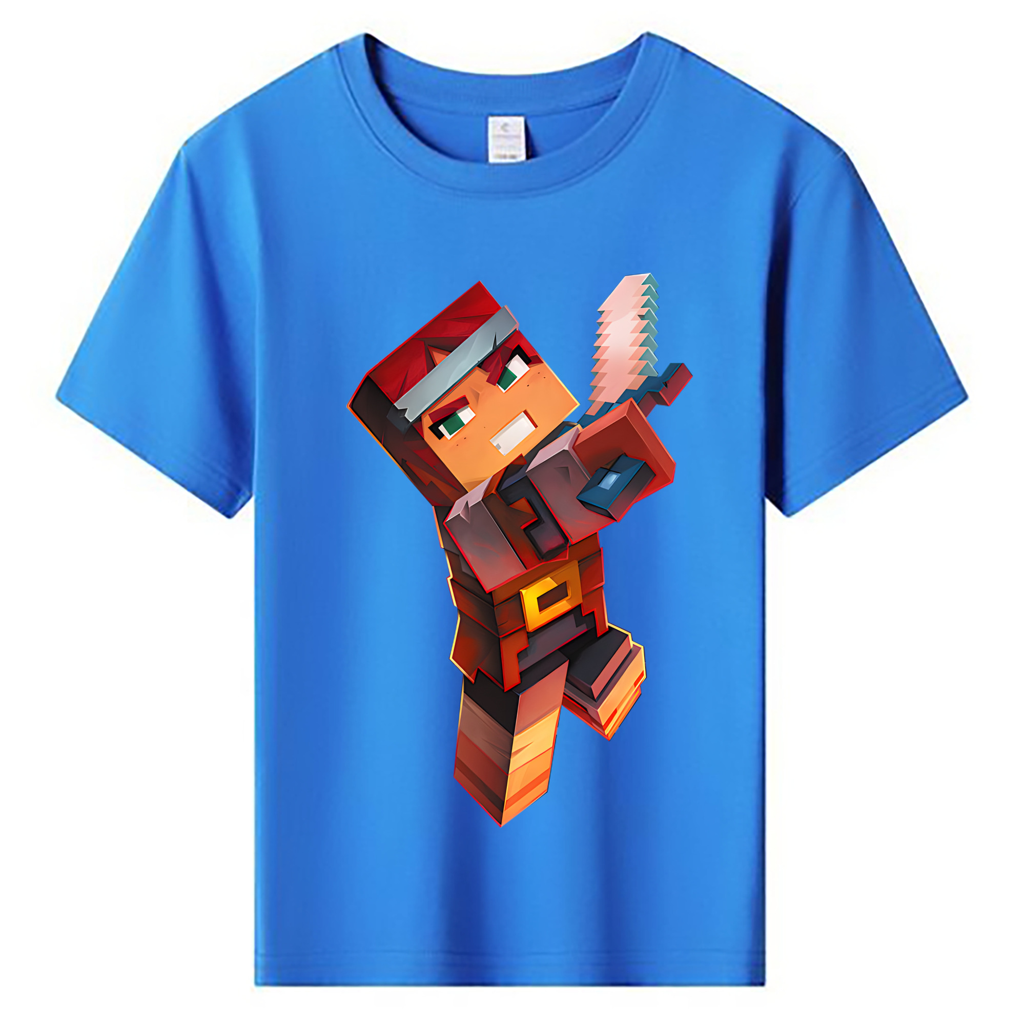 （画像用） マインクラフト ブロックの世界 Minecraft MC Block world 綿100％キッズTシャツ（フロントプリント）